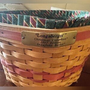 Longaberger Vintage 1997 edition Snowflake basket Christmas collection